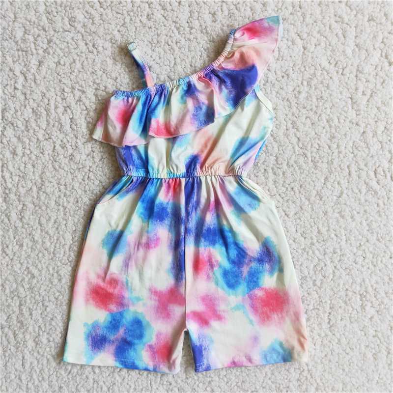 colorful tie-dye girls jumpsuits