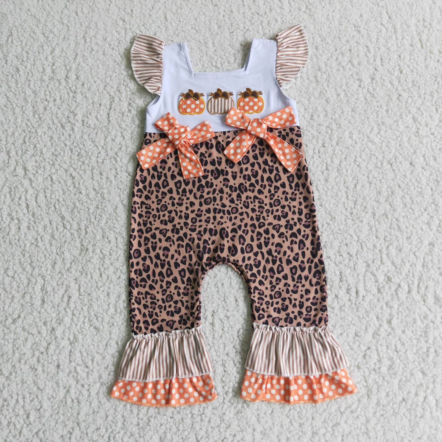 Embroidered Pumpkin girls baby rompers