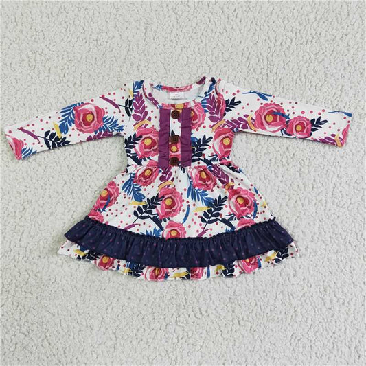 flower dress long sleeve girls skirt kids clothes