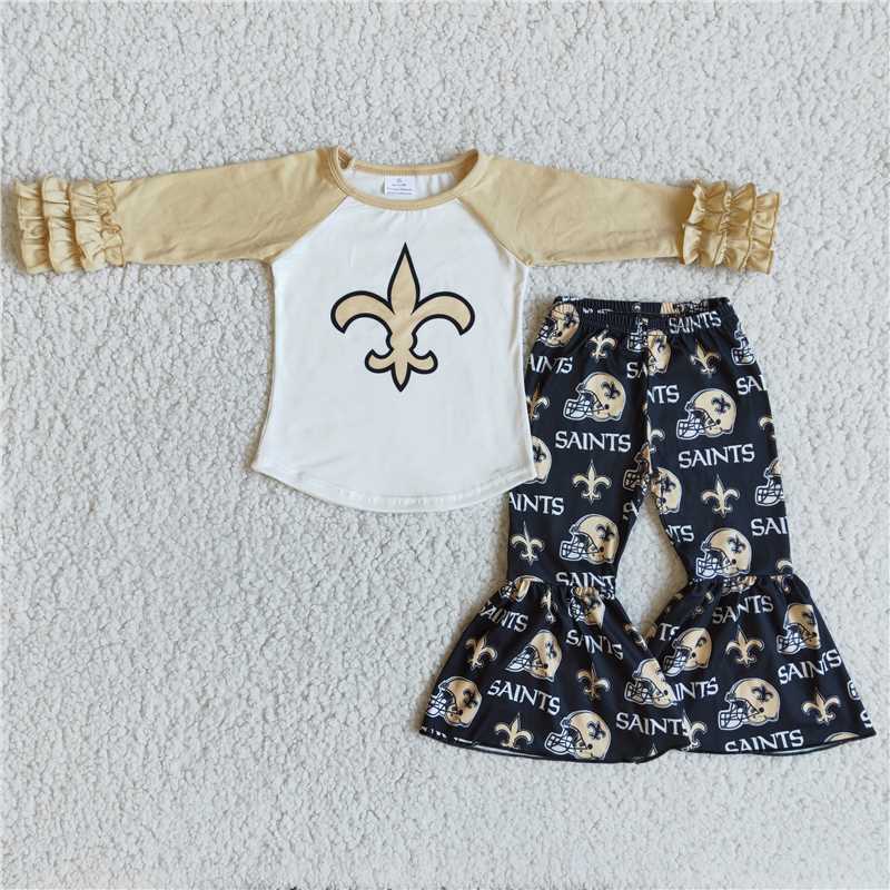 saint shirt and bell pants 2 pieces girls outfits kids clothes