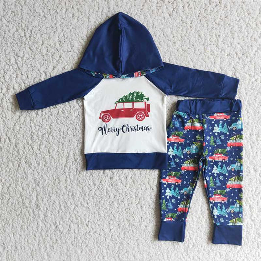 christmas boys outfits tree winter hooded sets kids hoodie suits