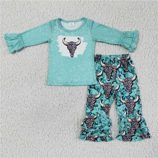 cow shirt and leopard cattle pants 2 pieces girls outfits kids clothes