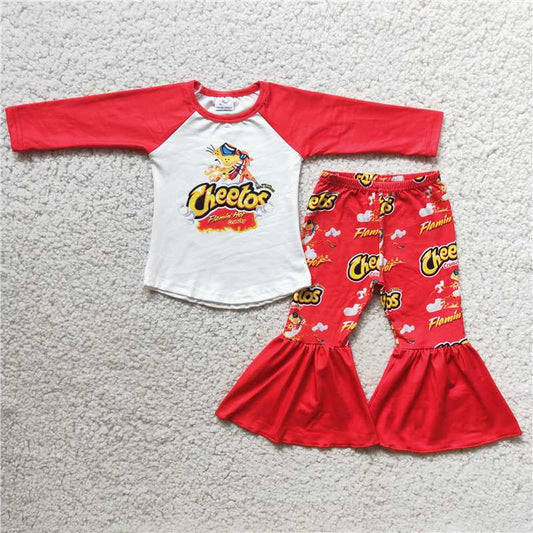 cartoon shirt and bell pants 2 pieces girls outfits kids clothes