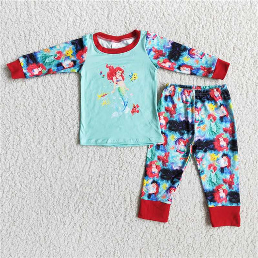 Mermaid 2 pieces girls pajamas sets kids clothes