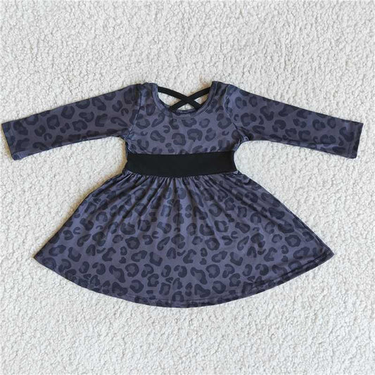 leopard dress long sleeve girls skirt kids clothes