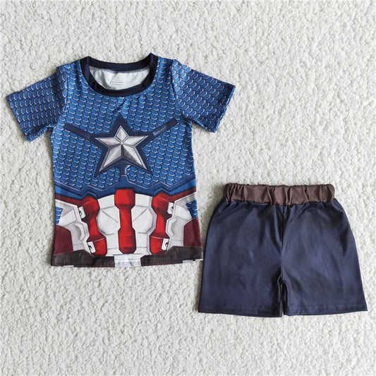 star badge boys summer sets short sleeve shirt and shorts 2 pieces suit