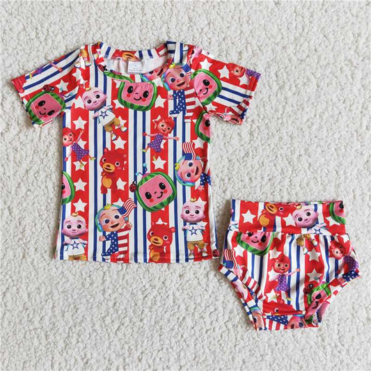 july 4th kids Girls boys bummies sets