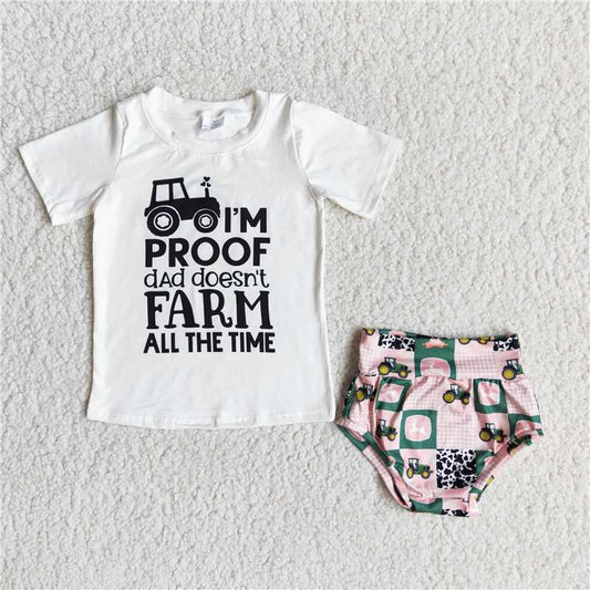 truck tractor kids Girls boys bummies sets