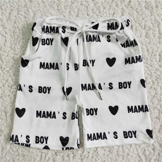 kids boys Shorts "mama's boy" elastic waist summer shorts