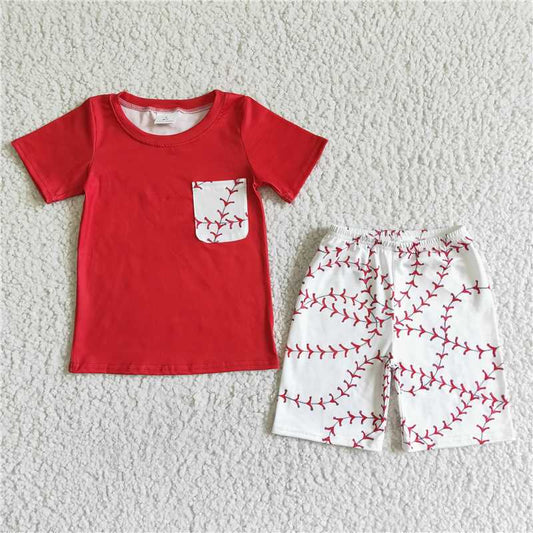 baseball boys summer sets short sleeve shirt and shorts 2 pieces suit