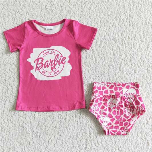 pink barbie kids clithes Girls bummies sets