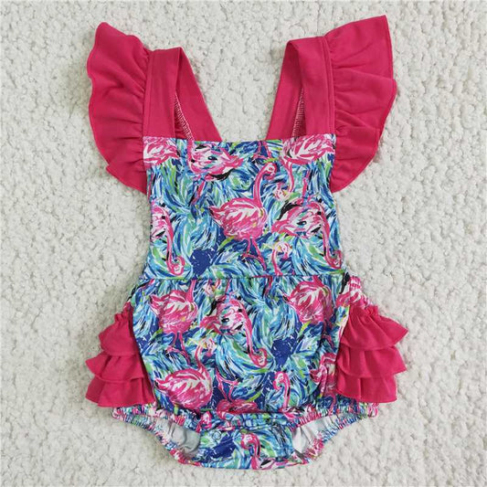 flamingo girls bubbles baby rompers