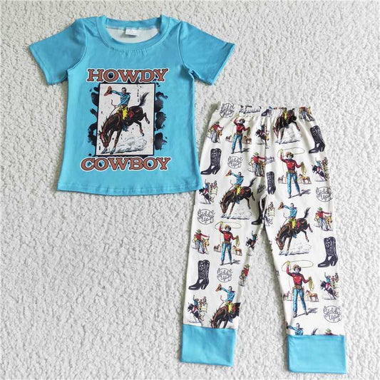 howdy cowboy boys outfits shorts sleeve shirt and long pants sets