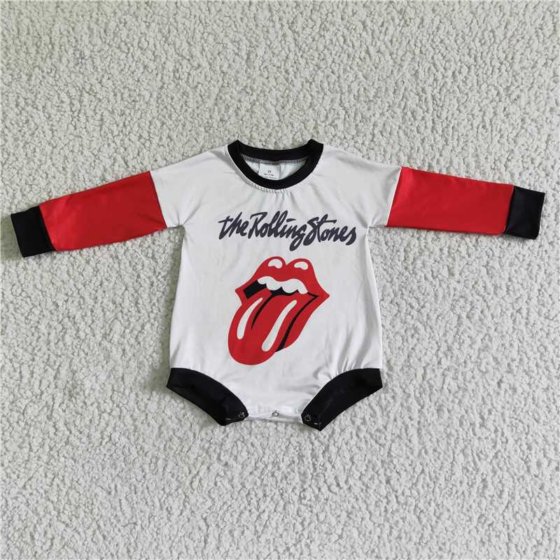 the rolling stones bubble long sleeve baby romper