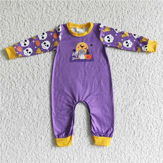 halloween long sleeve boys rompers with hidden button