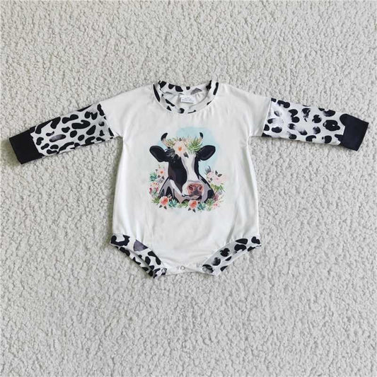 cow bubble long sleeve baby romper