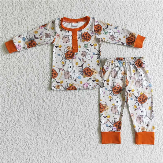 pumpkin halloween pajamas suit boy fall winter sets long sleeve pants outfits