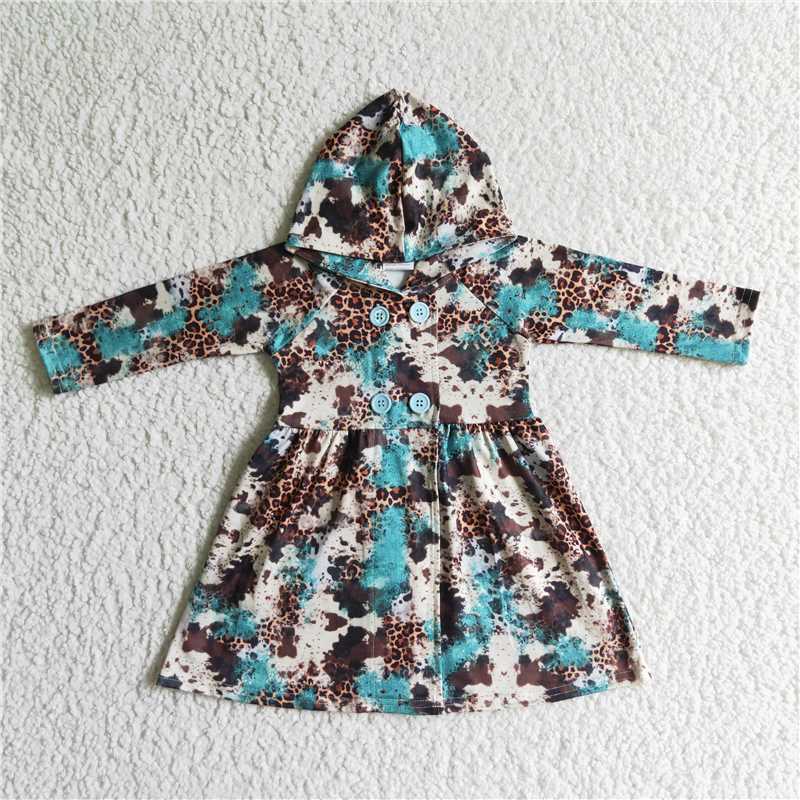 Leopard Brown cow Hooded Jacket girls coats cardigan