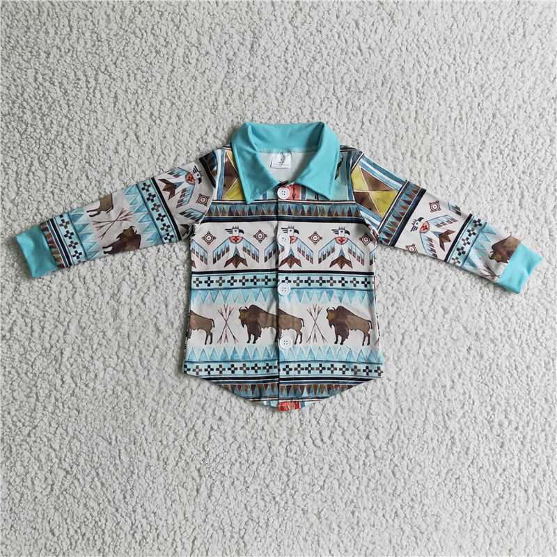 western shirt boys long sleeve tops button kids cardigan