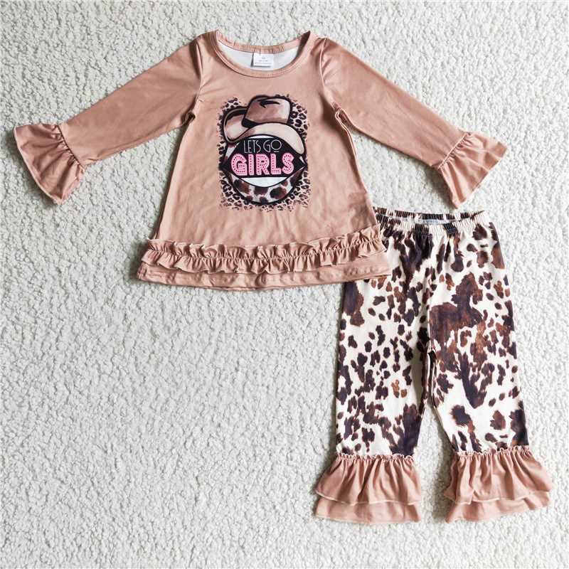 cowgirls shirt and pants 2 pieces girls outfits kids clothes