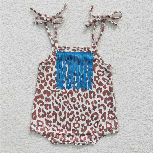 tassel baby bubbles leopard print girls rompers