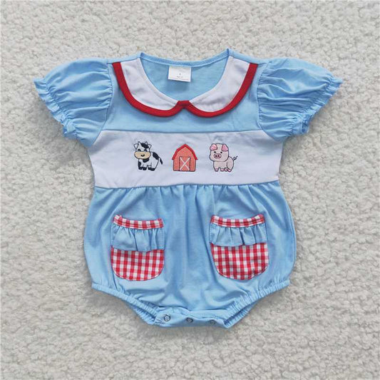 embroidery farm baby bubbles girls rompers