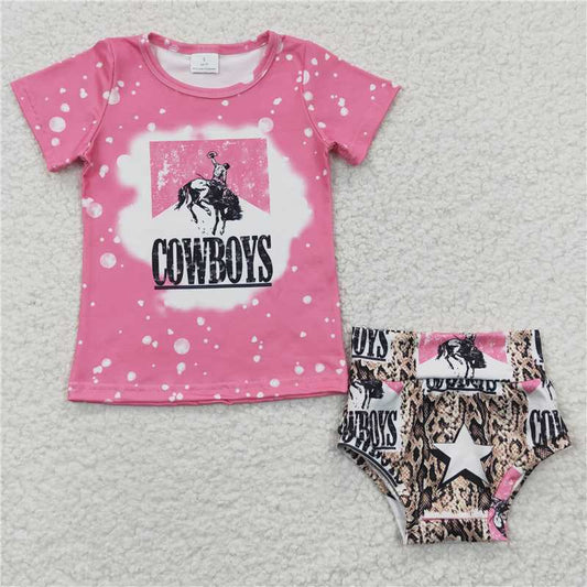 GBO0084 cowboys Girls baby bummies sets