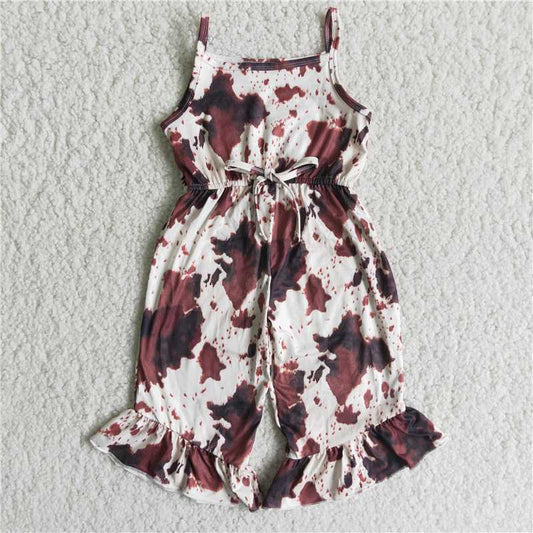 cow print girls jumpsuits simple fashion