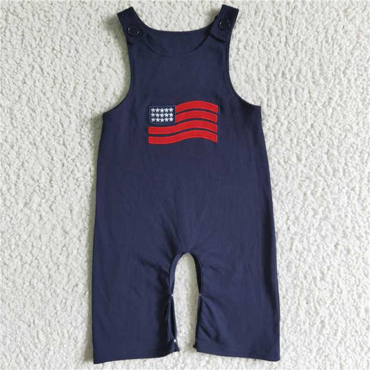 embroidery sleeveless navy boys romper july 4th