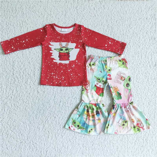 movie cartoon shirt and bell pants 2 pieces girls outfits kids clothes