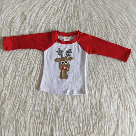 deer merry christmas boys long sleeve shirt