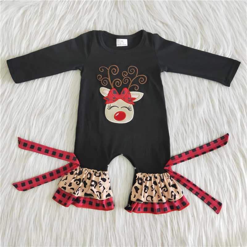 Christmas long sleeve girls baby rompers deer