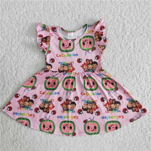 pink girls dress cartoon cocomelon kids skirt