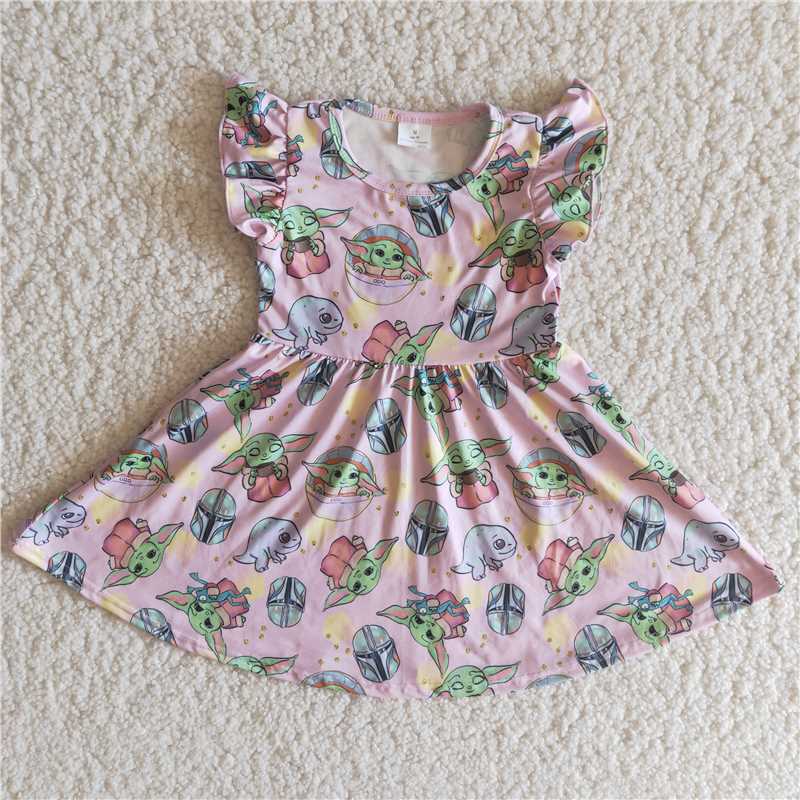 lovely carton girls dress summer pink skirt