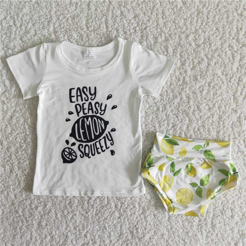 lemon Girls baby bummies sets summer shirt