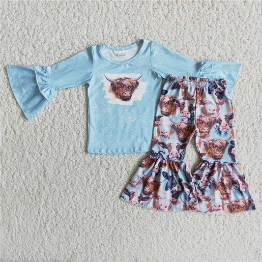 cow shirt and bell pants 2 pieces girls outfits kids clothes