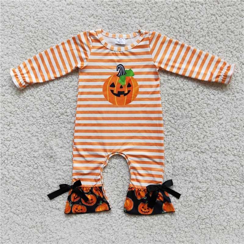 halloween cute baby rompers Pumpkin Stripes