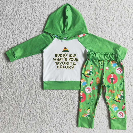 buddy elf what's your favorite color hoodie christmas boys outfits hooded sets