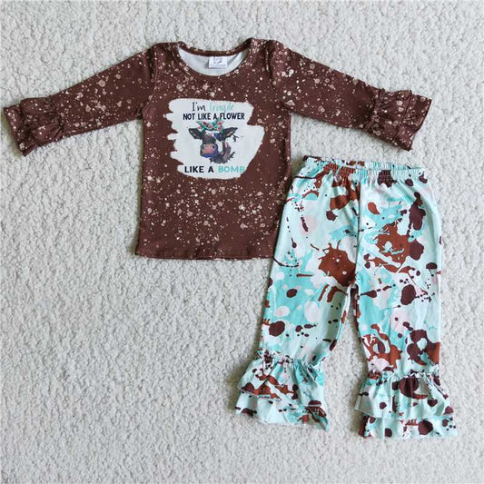 cow shirt and pants 2 pieces girls outfits kids clothes