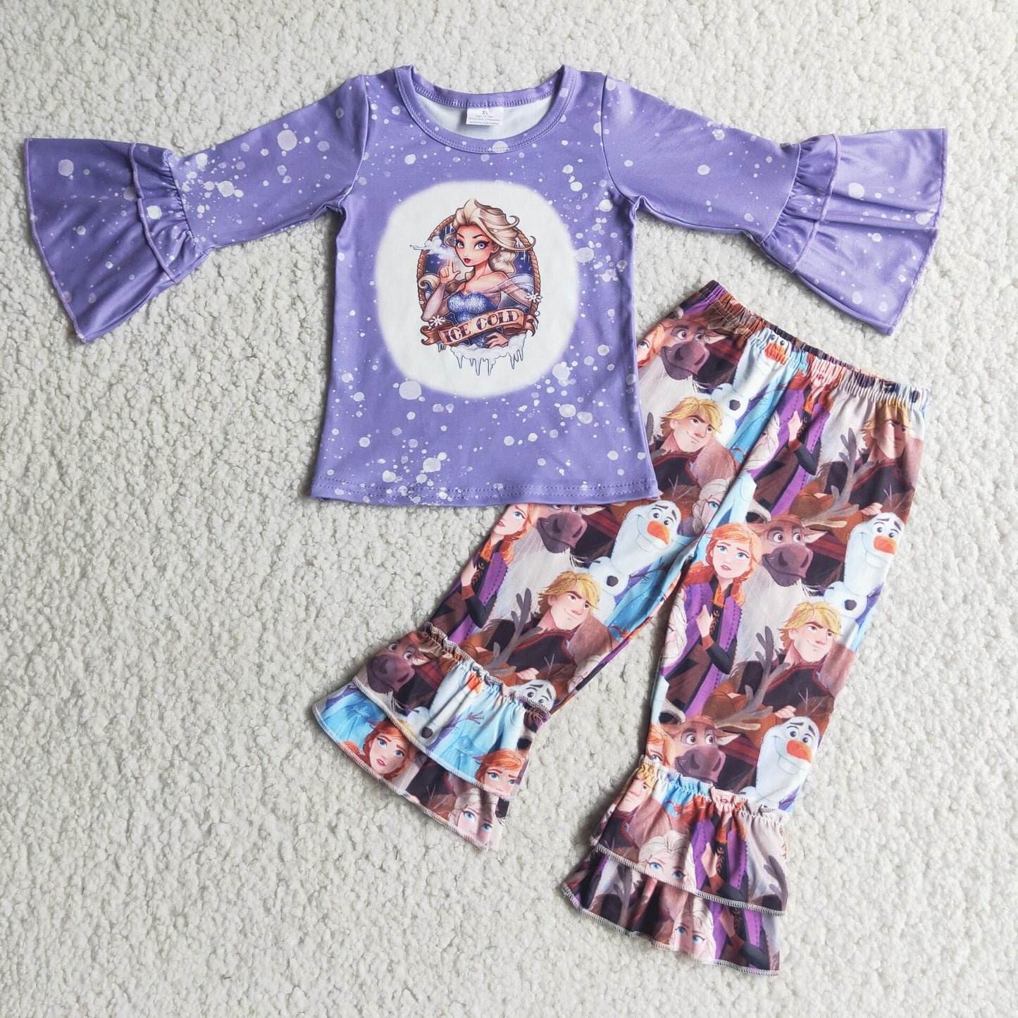 carton shirt and pants 2 pieces girls outfits kids clothes