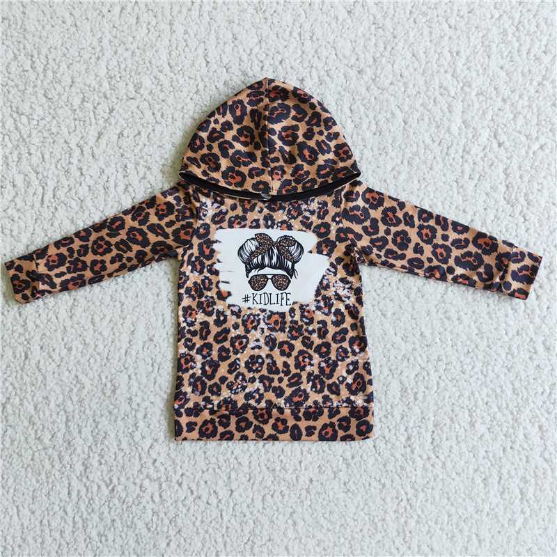 kidslife leopard long sleeve hoodie top