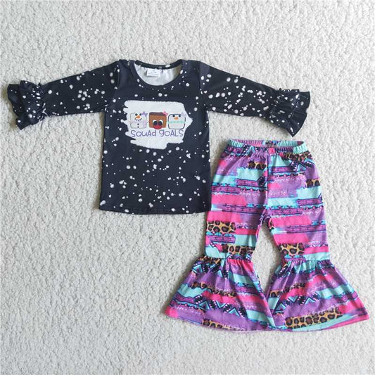 souad shirt and bell pants 2 pieces girls outfits kids clothes