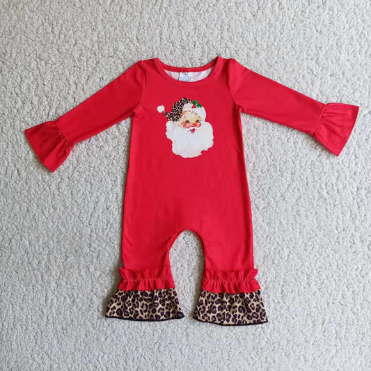 red Christmas long sleeve girls baby rompers Santa Claus