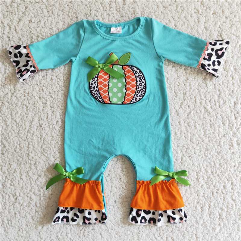 lovely long sleeve girls baby rompers Pumpkin