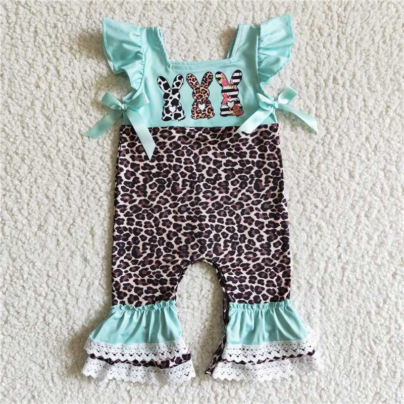 rabbit easter romper leopard bunny girls jumpsuit