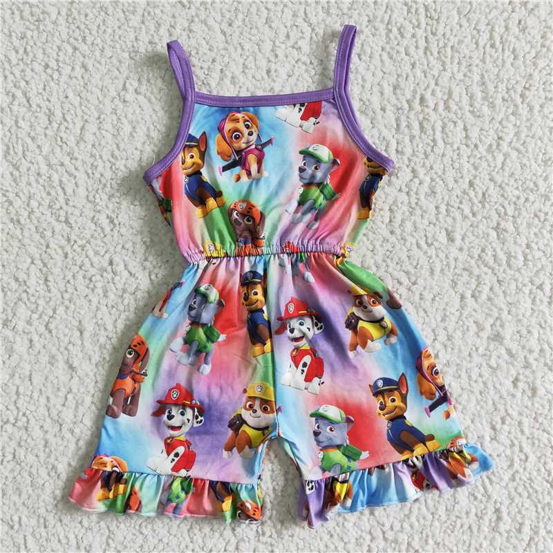 carton dog girls jumpsuits kids romper