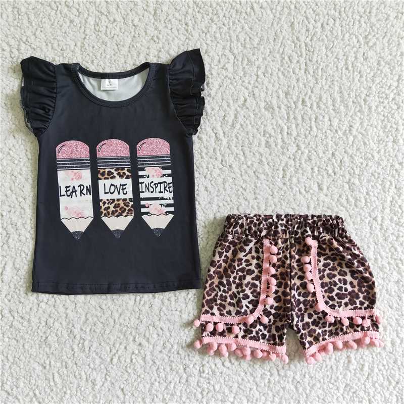 back to school girl sets pencil kids clothes