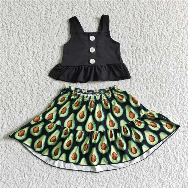 black vest & avocado skirt girl sets dress suits