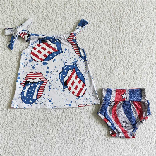 july 4th kids Girls bummies sets