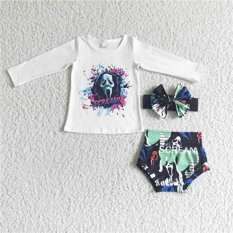 halloween long sleeve shirt bummies sets （Bow can be purchased separately）